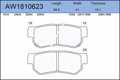 Комплект тормозных колодок AYWIPARTS AW1810623