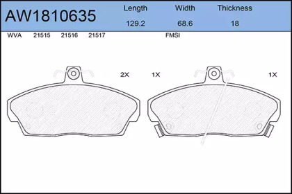 Комплект тормозных колодок AYWIPARTS AW1810635