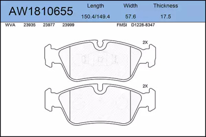 Комплект тормозных колодок, дисковый тормоз AYWIPARTS AW1810655