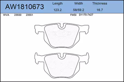 Комплект тормозных колодок, дисковый тормоз AYWIPARTS AW1810673