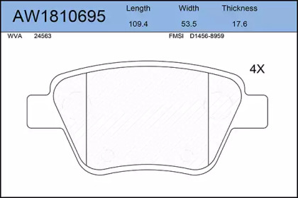 Комплект тормозных колодок AYWIPARTS AW1810695