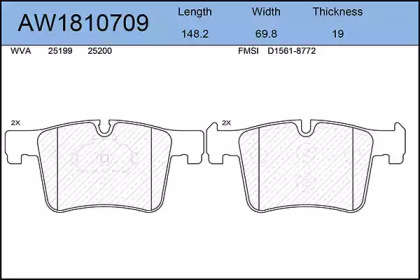 Комплект тормозных колодок AYWIPARTS AW1810709