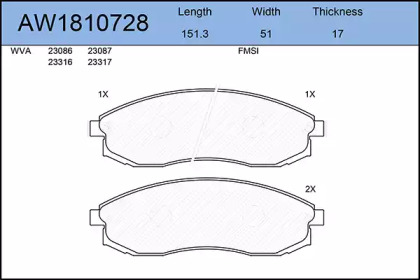 Комплект тормозных колодок AYWIPARTS AW1810728