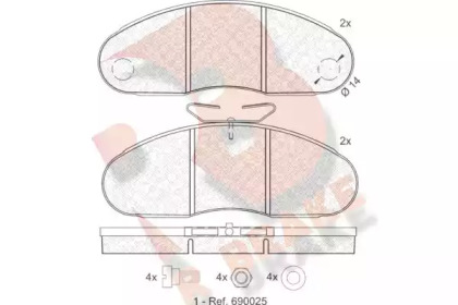 Комплект тормозных колодок R BRAKE RB0834