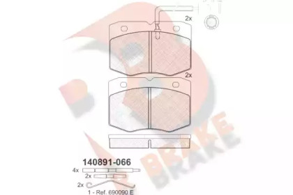 Комплект тормозных колодок R BRAKE RB0891-066