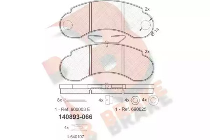 Комплект тормозных колодок R BRAKE RB0893-066