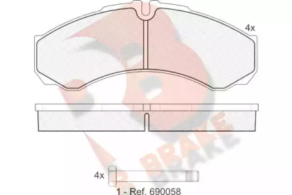 Комплект тормозных колодок R BRAKE RB1208