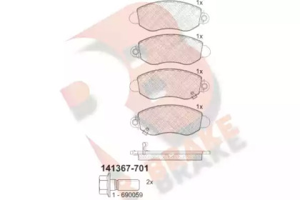 Комплект тормозных колодок R BRAKE RB1367-701