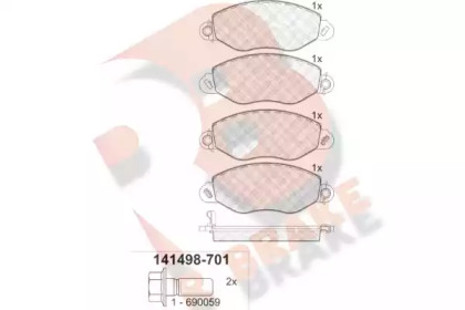 Комплект тормозных колодок R BRAKE RB1498-701