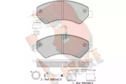 Комплект тормозных колодок R BRAKE RB1836-201