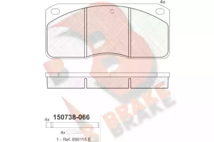 Комплект тормозных колодок R BRAKE RB0738-066