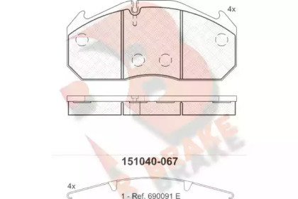 Комплект тормозных колодок R BRAKE RB1040-067