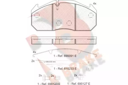 Комплект тормозных колодок, дисковый тормоз R BRAKE RB1040-114