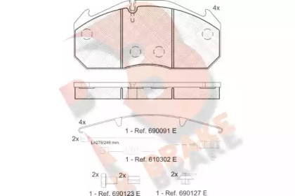 Комплект тормозных колодок R BRAKE RB1040-120