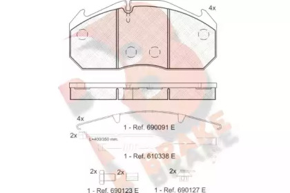 Комплект тормозных колодок R BRAKE RB1040-127