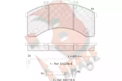 Комплект тормозных колодок R BRAKE RB1043-110