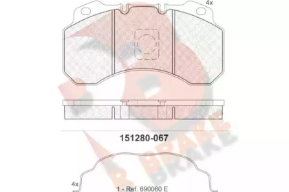 Комплект тормозных колодок R BRAKE RB1280-067