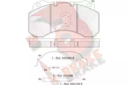 Комплект тормозных колодок R BRAKE RB1280-119