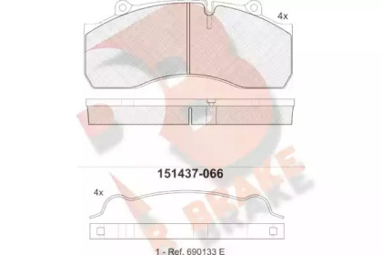 Комплект тормозных колодок R BRAKE RB1437-066