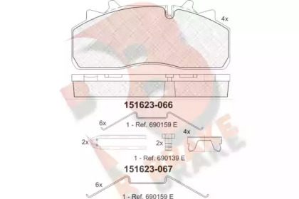 Комплект тормозных колодок R BRAKE RB1623-066