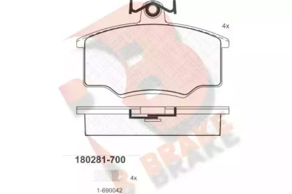 Комплект тормозных колодок R BRAKE RB0281-700