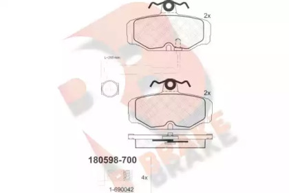 Комплект тормозных колодок R BRAKE RB0598-700