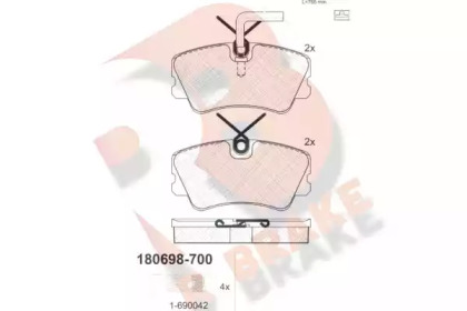 Комплект тормозных колодок R BRAKE RB0698-700