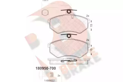 Комплект тормозных колодок R BRAKE RB0950-700