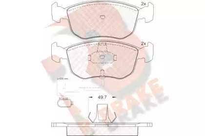 Комплект тормозных колодок R BRAKE RB0957