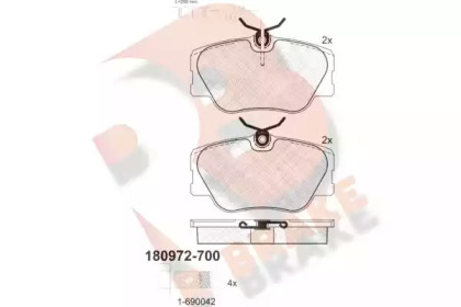 Комплект тормозных колодок R BRAKE RB0972-700