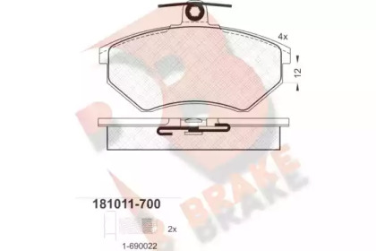 Комплект тормозных колодок R BRAKE RB1011-700