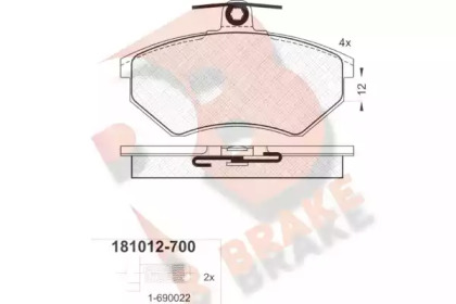 Комплект тормозных колодок R BRAKE RB1012-700