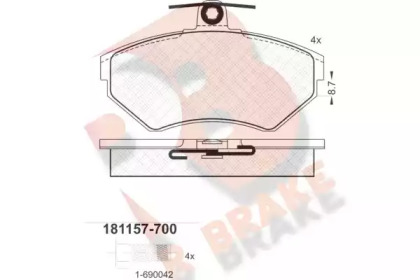 Комплект тормозных колодок R BRAKE RB1157-700