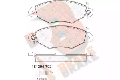 Комплект тормозных колодок R BRAKE RB1204-702