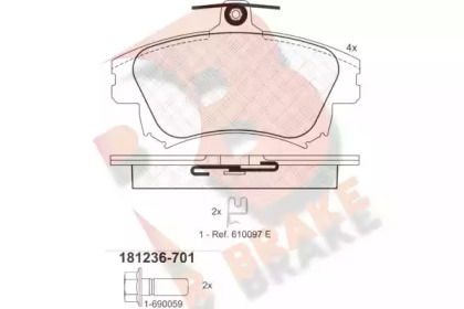 Комплект тормозных колодок R BRAKE RB1236-701