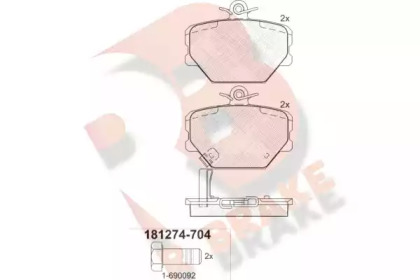 Комплект тормозных колодок R BRAKE RB1274-704