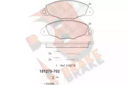 Комплект тормозных колодок R BRAKE RB1278-702