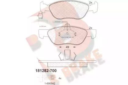 Комплект тормозных колодок R BRAKE RB1282-700