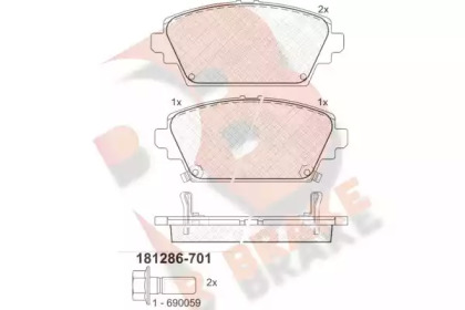 Комплект тормозных колодок R BRAKE RB1286-701