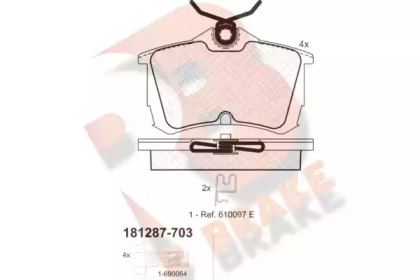 Комплект тормозных колодок R BRAKE RB1287-703