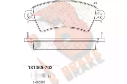 Комплект тормозных колодок R BRAKE RB1365-702