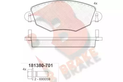 Комплект тормозных колодок R BRAKE RB1380-701