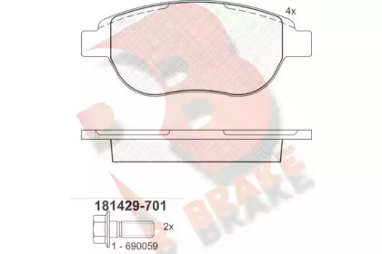 Комплект тормозных колодок R BRAKE RB1429-701