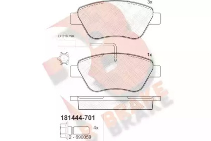 Комплект тормозных колодок R BRAKE RB1444-701