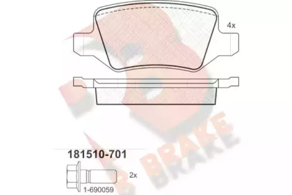 Комплект тормозных колодок R BRAKE RB1510-701