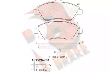 Комплект тормозных колодок R BRAKE RB1526-701