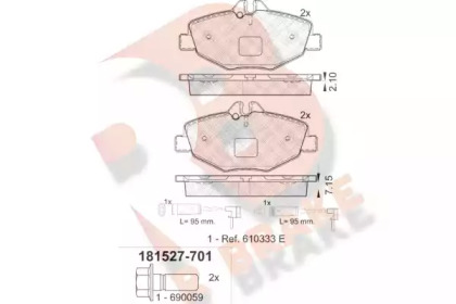 Комплект тормозных колодок R BRAKE RB1527-701