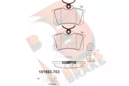 Комплект тормозных колодок R BRAKE RB1593-703