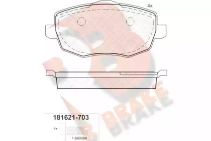 Комплект тормозных колодок R BRAKE RB1621-703