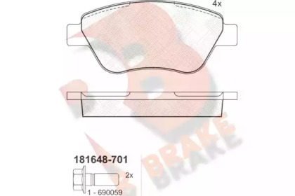 Комплект тормозных колодок R BRAKE RB1648-701